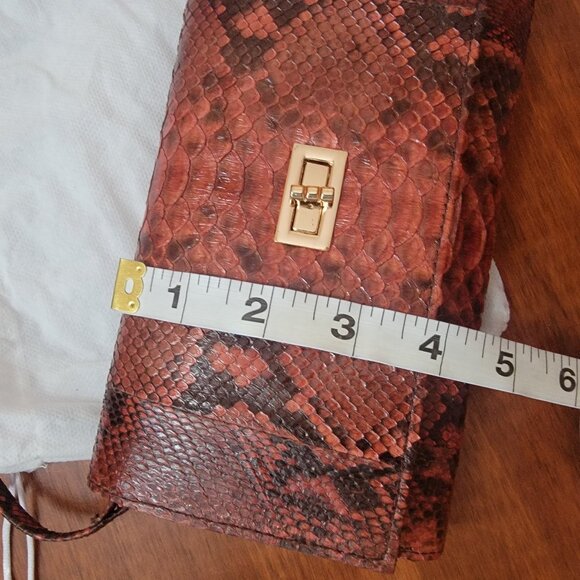 Grand Pelle Handmade 100% Genuine Python Leather Brown Crossbody Wallet - Picture 10 of 13